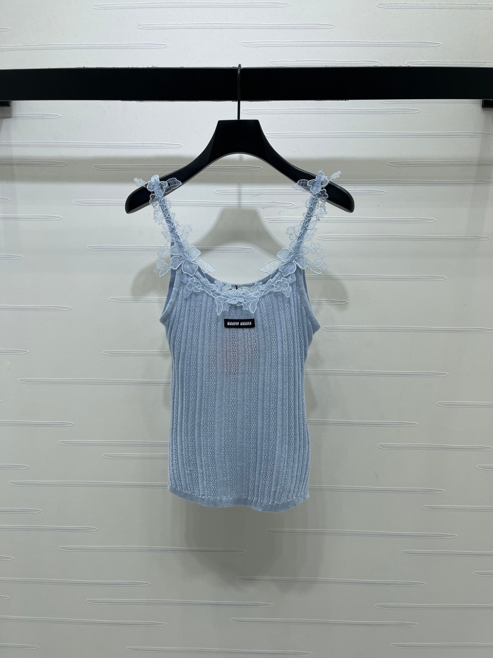 Miu Miu Light Blue Lace Cami & Knit Cardigan Two Piece Set - Picture 7 of 9